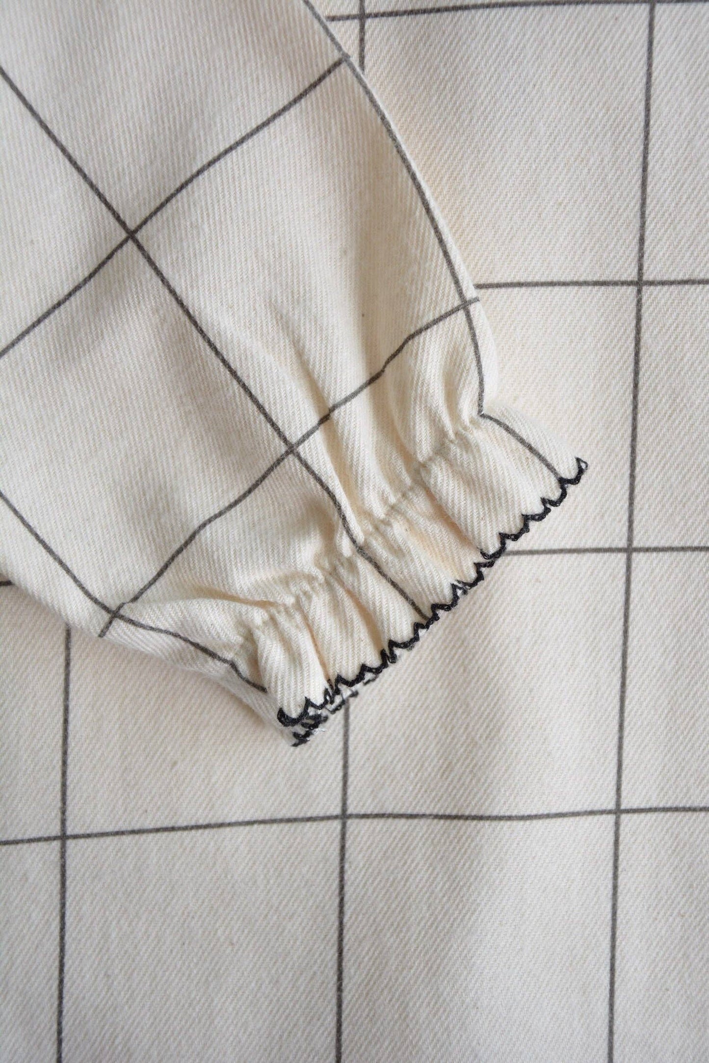 Camicetta per neonata/bambina con motivo a quadri 100% cotone OEKO-TEX panna