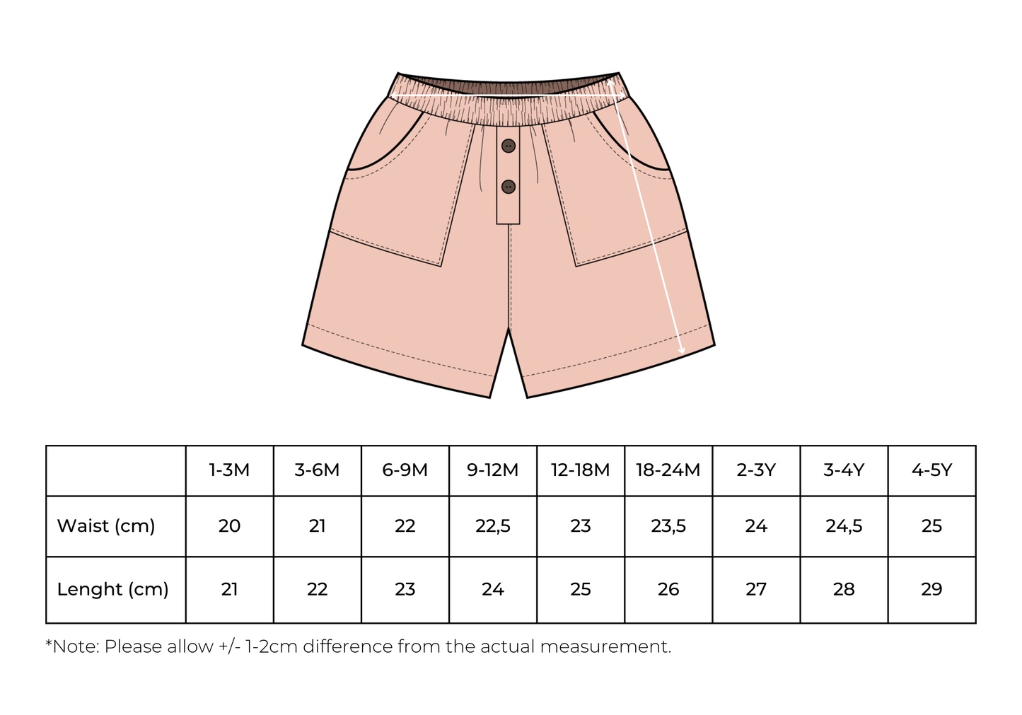 Pantaloncini per neonati/bambini Apricot 100% cotone OEKO-TEX