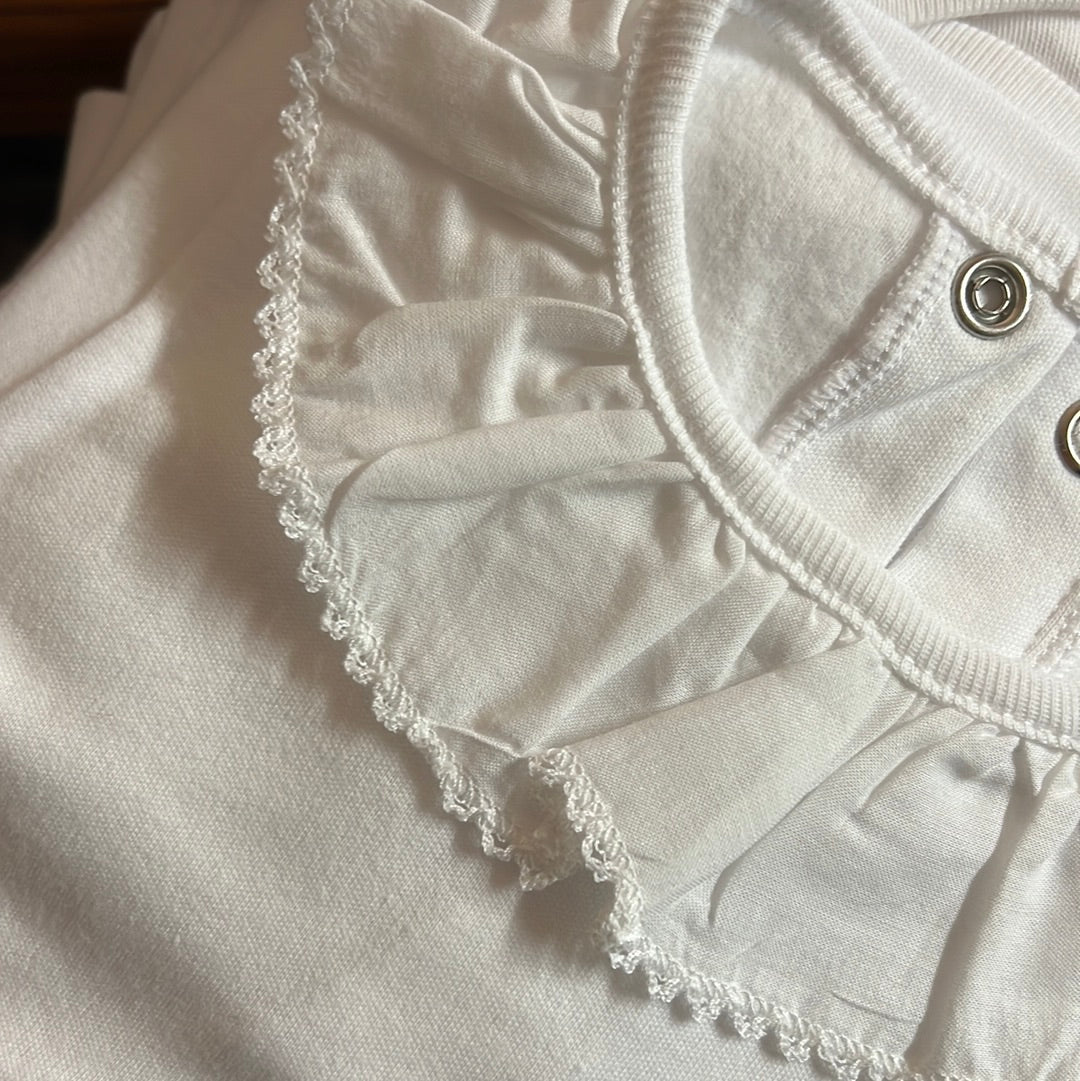 Body Manica Lunga Bianco Colletto rouches 002