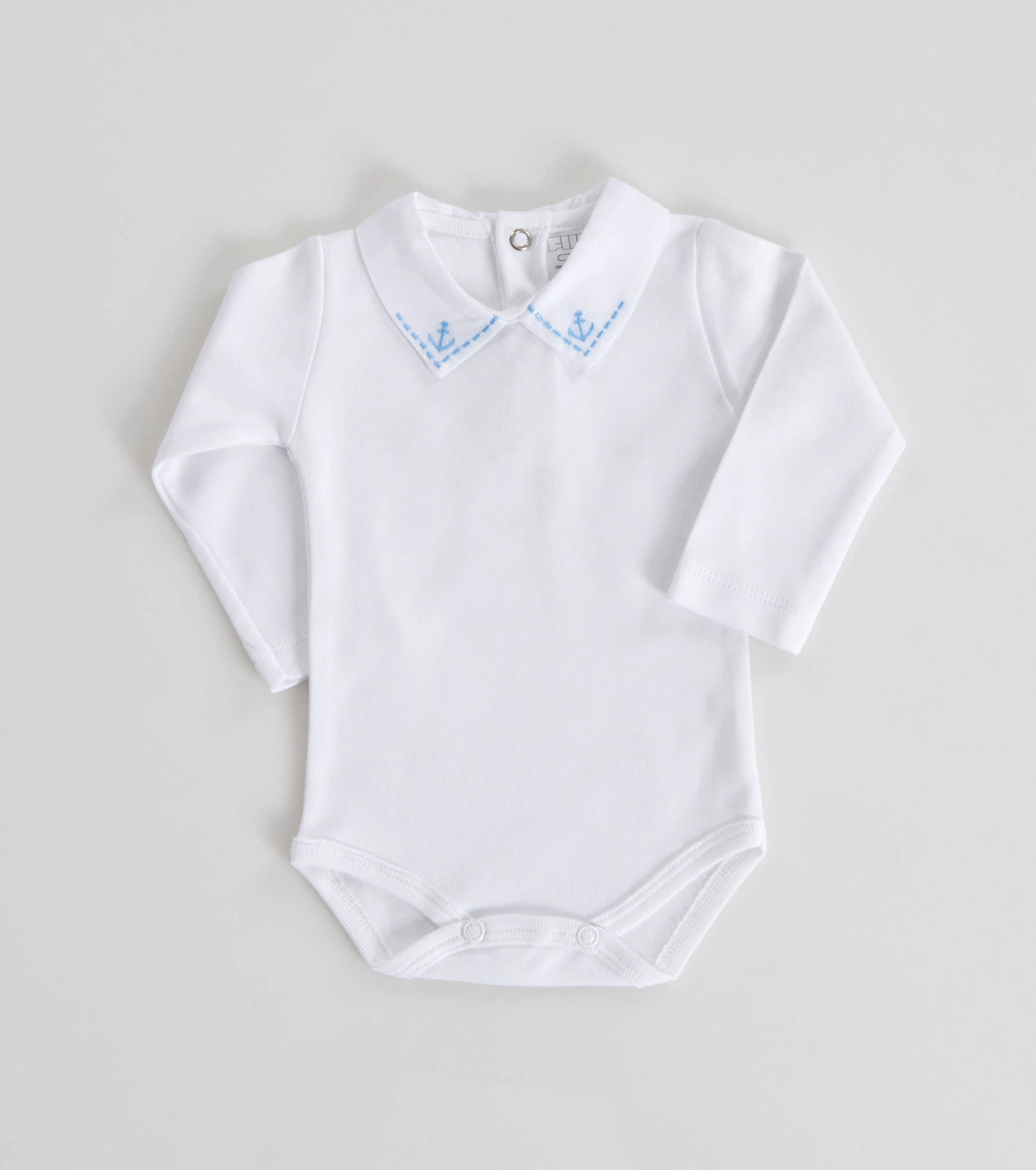 Body Manica Lunga Bianco Ricamo Ancora 001