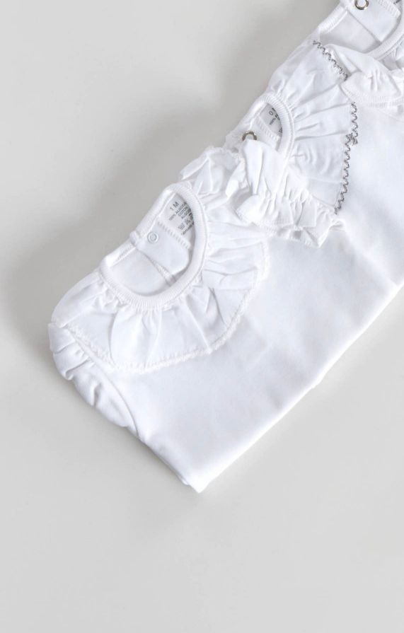 Body Manica Corta Bianco Colletto Rouches 05