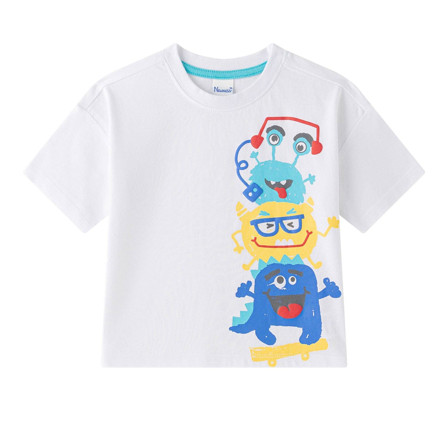 Maglietta a Maniche Corte Bianca 100%cotone per Bambino