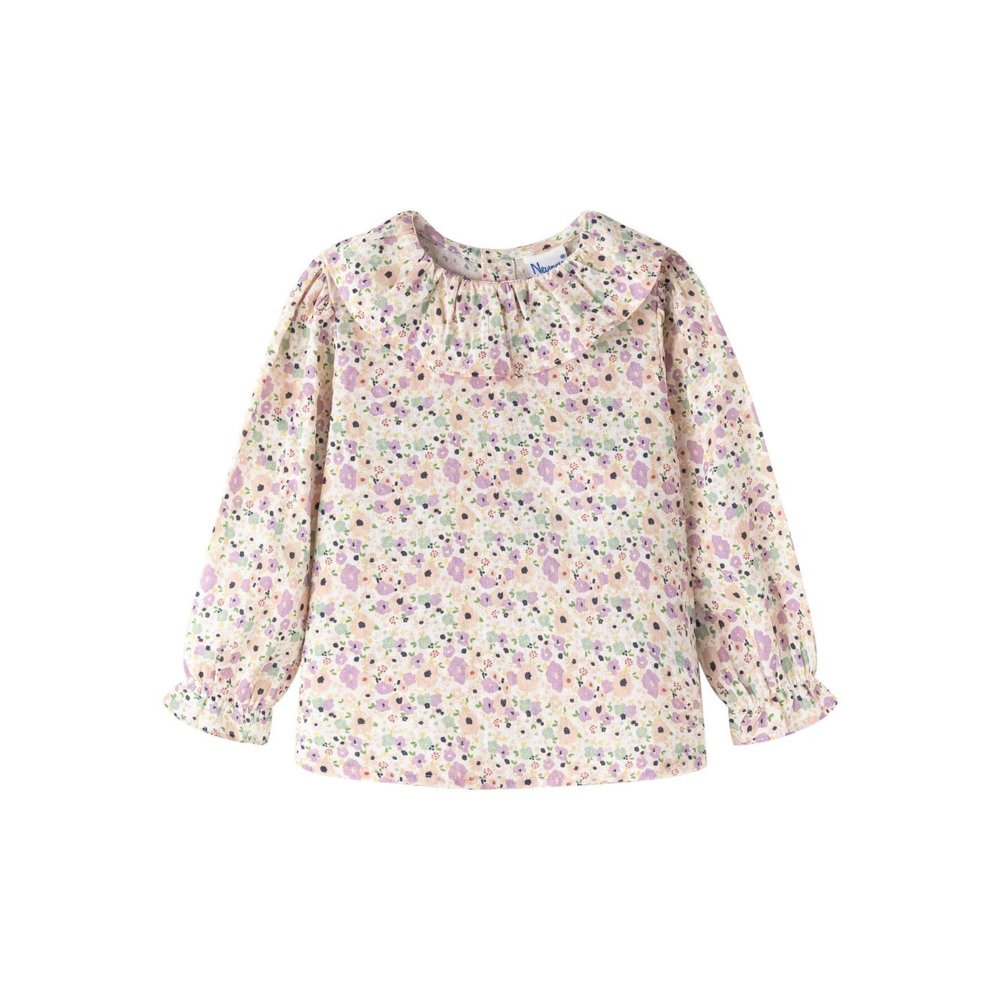 Blusa a maniche lunghe con colletto volant per neonata