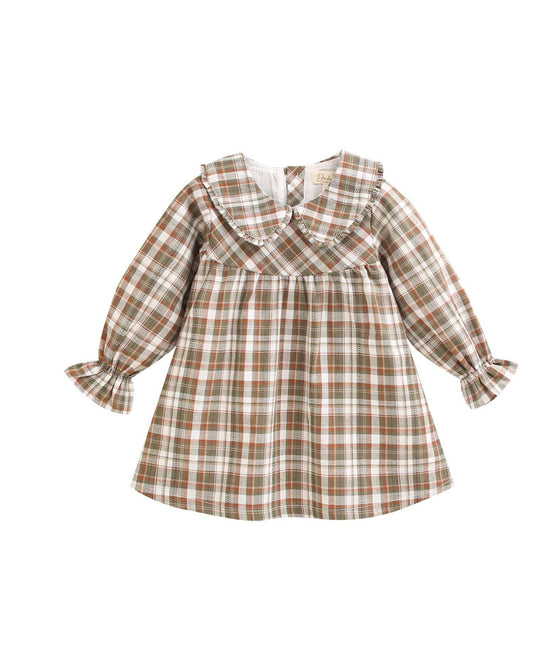 Vestito quadri marroni e verdi