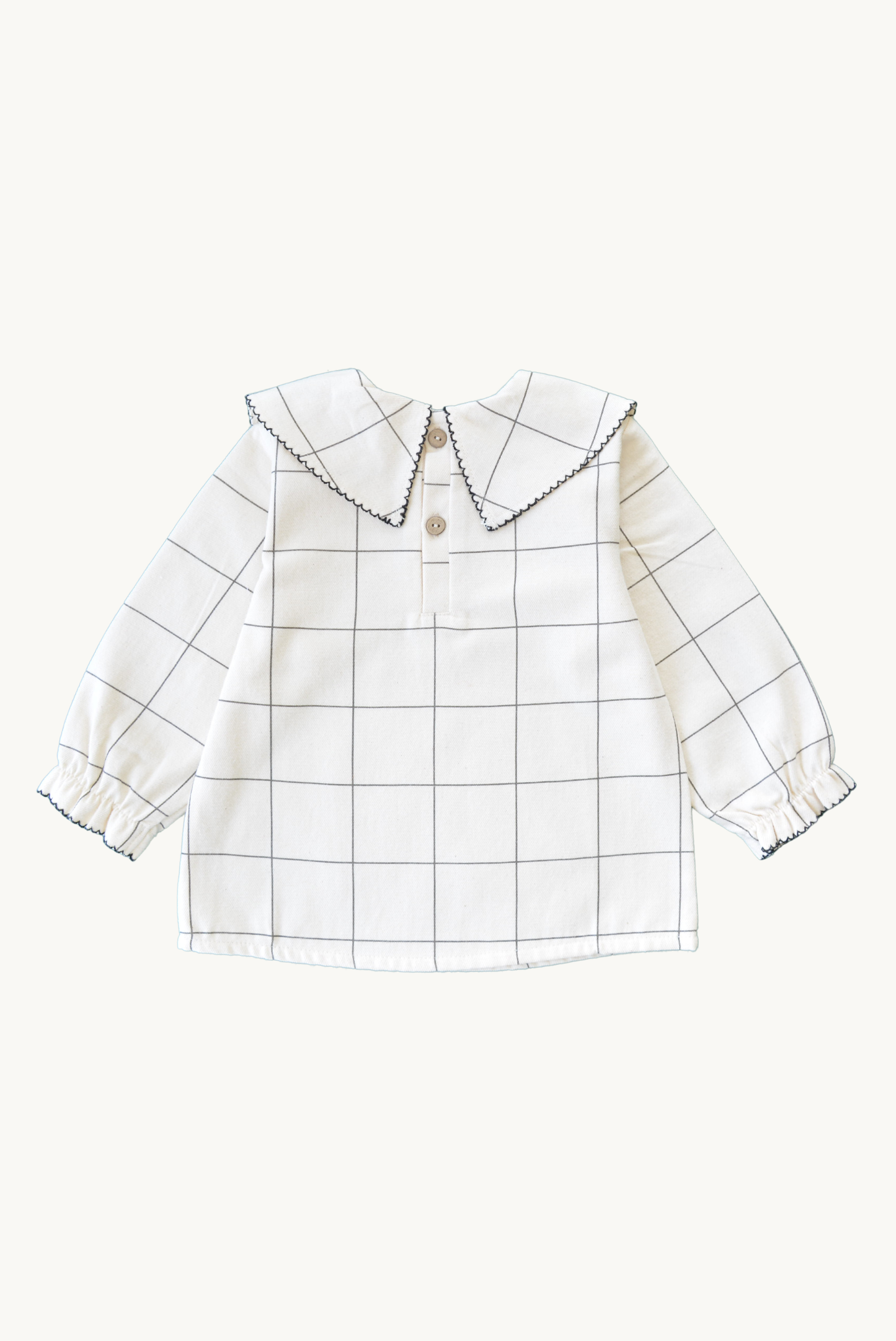 Camicetta per neonata/bambina con motivo a quadri 100% cotone OEKO-TEX panna