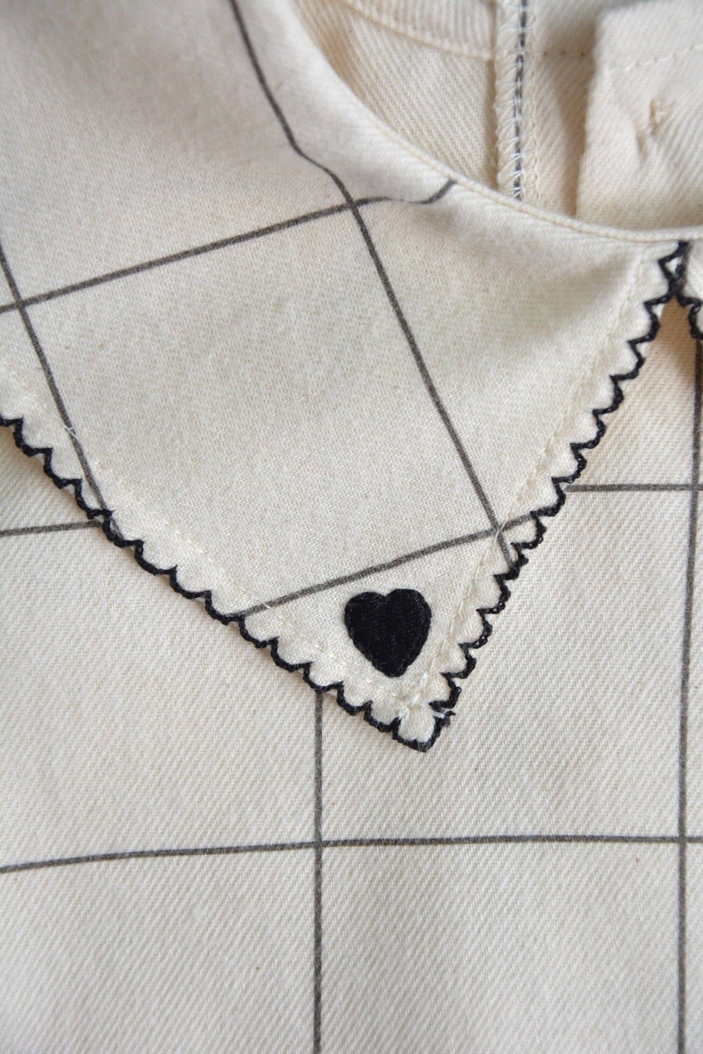 Camicetta per neonata/bambina con motivo a quadri 100% cotone OEKO-TEX panna