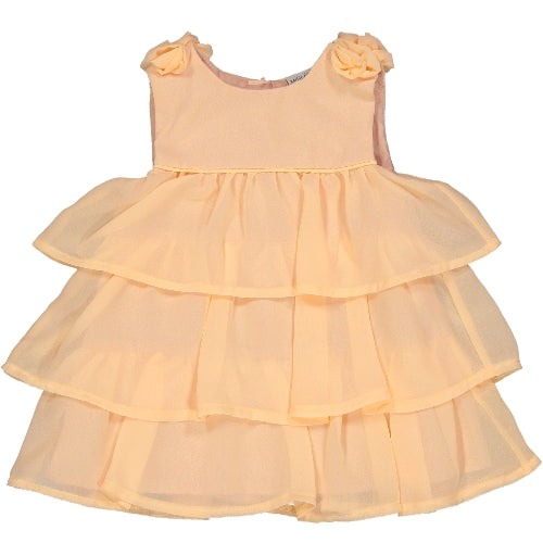 Abito volant color Pesca