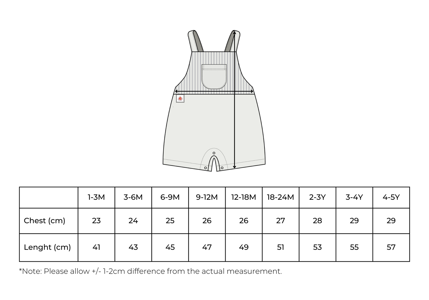 Salopette a righe per neonati/bambini Fig Detail 100% cotone panna