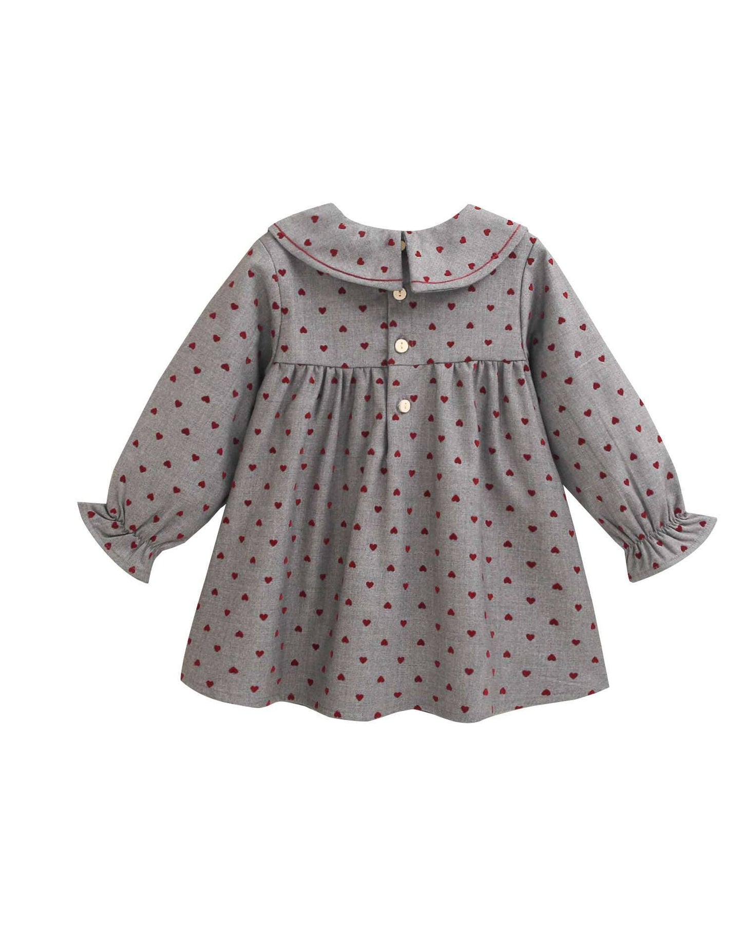 Vestito grigio con cuoricini in velluto Neonata