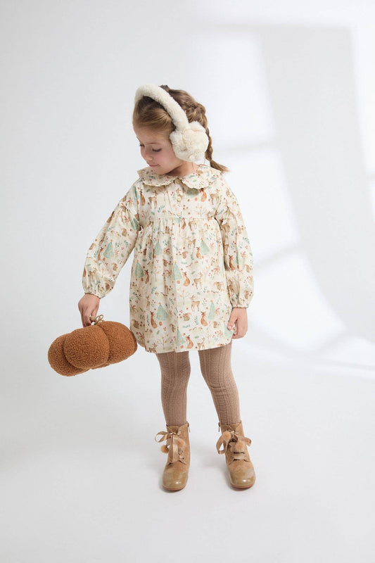 Abito Bosco maniche lunghe con colletto peter pan