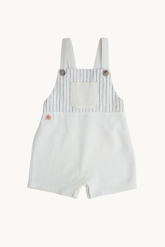 Salopette a righe per neonati/bambini Fig Detail 100% cotone panna