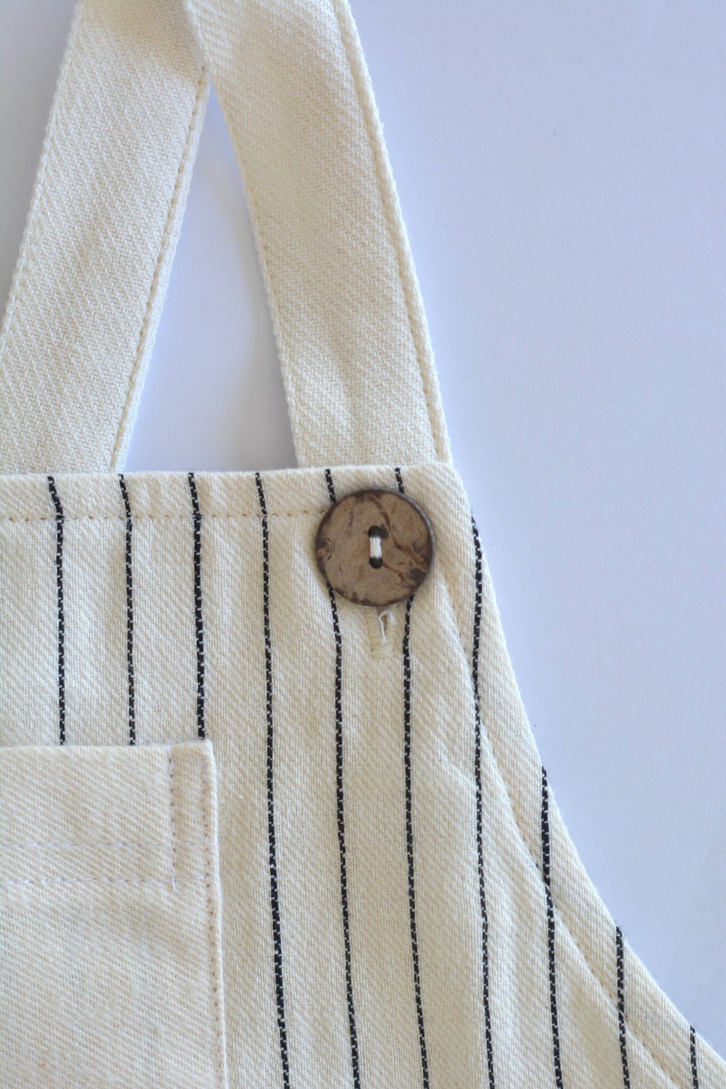 Salopette a righe per neonati/bambini Fig Detail 100% cotone panna