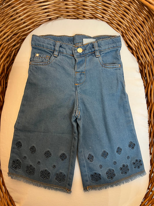 Jeans ampio ricamo Fiori