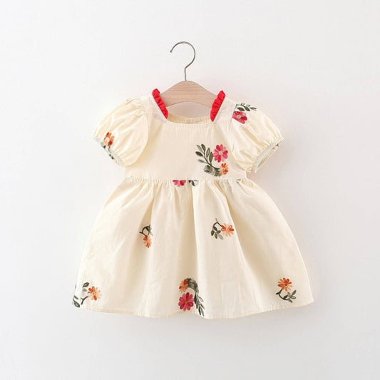 Vestiti ricamati a maniche a sbuffo per bambine