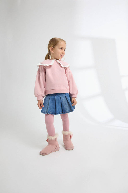 Felpa rosa con colletto ampio