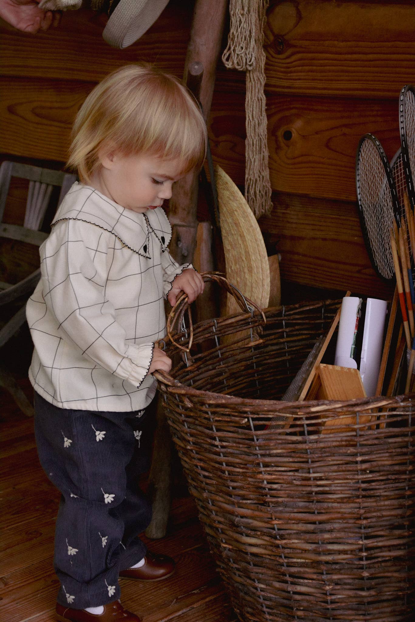 Camicetta per neonata/bambina con motivo a quadri 100% cotone OEKO-TEX panna