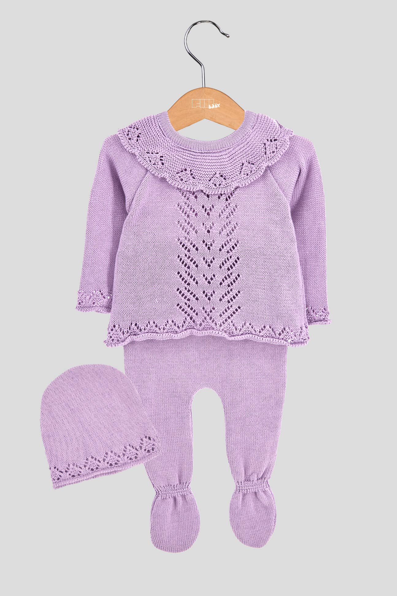 Set 3 Pezzi Maglia Cotone con Volant