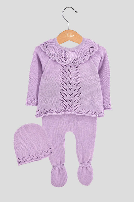 Set 3 Pezzi Maglia Cotone con Volant