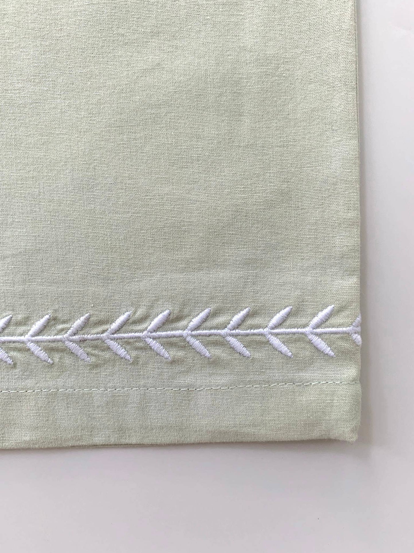 Pantaloni estivi con ricamo a foglie per neonati/bambini 100% cotone verde menta