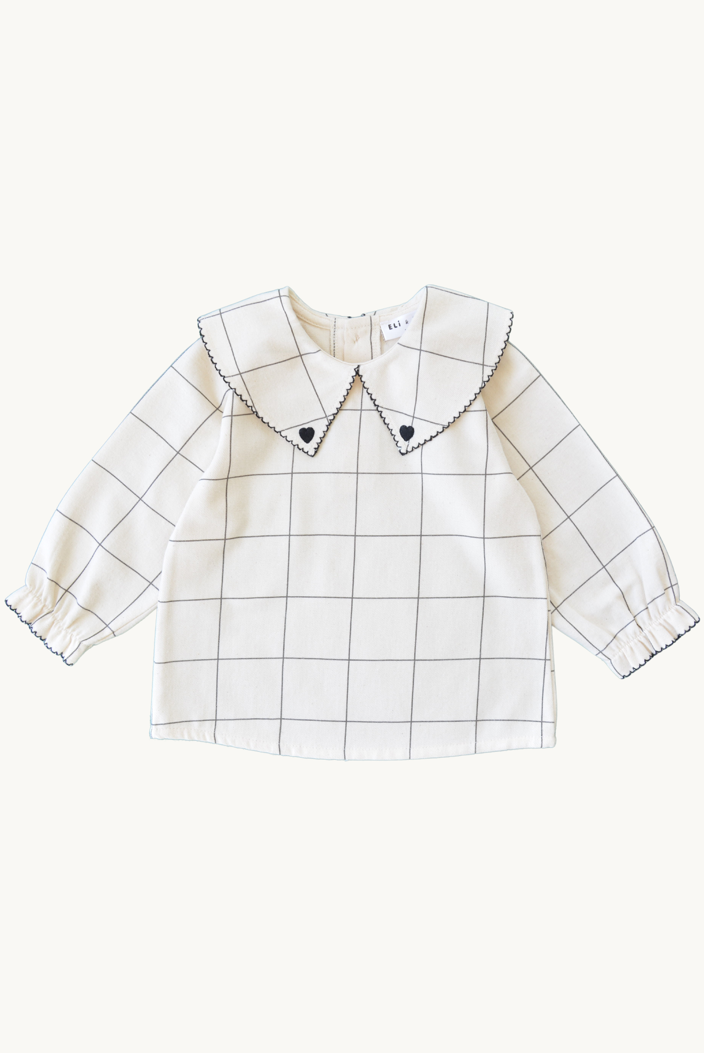 Camicetta per neonata/bambina con motivo a quadri 100% cotone OEKO-TEX panna