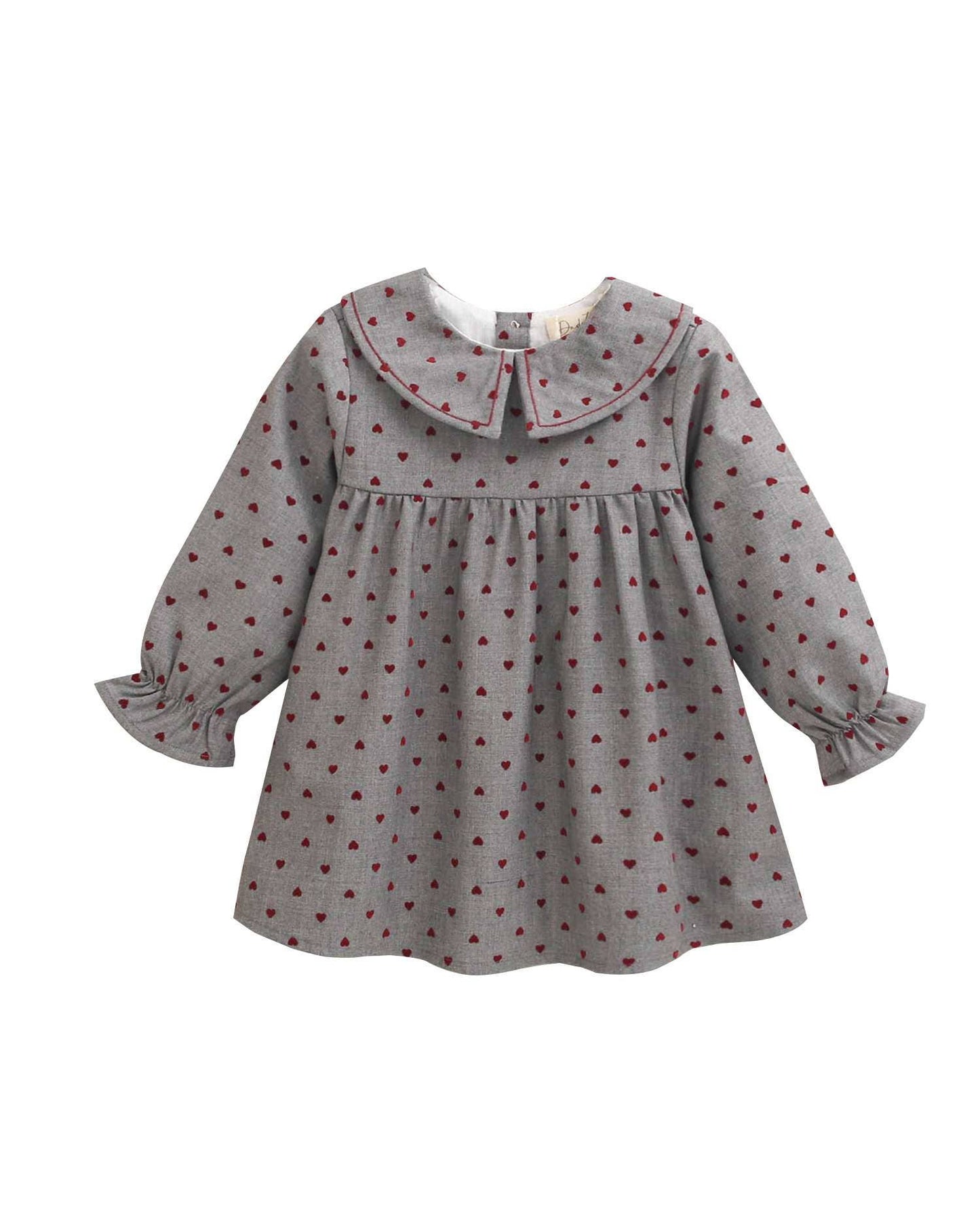 Vestito grigio con cuoricini in velluto Neonata