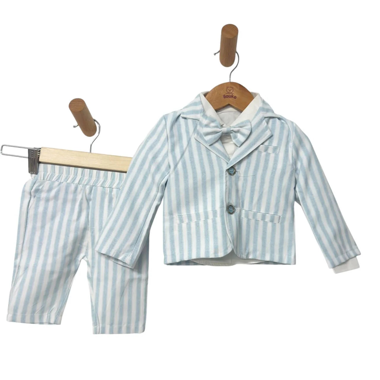 Completo elegante Riga Celeste/Bianco