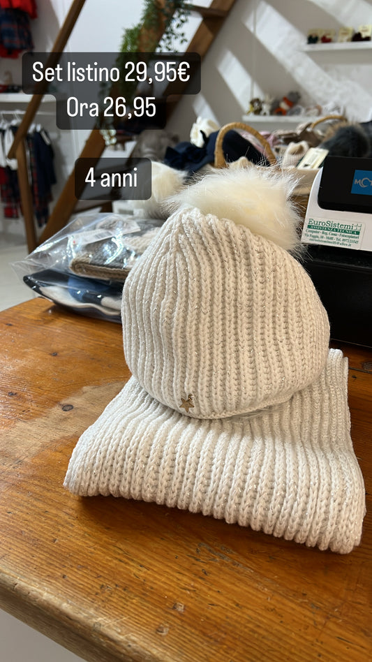 Set cappello e Sciarpa Panna Lux