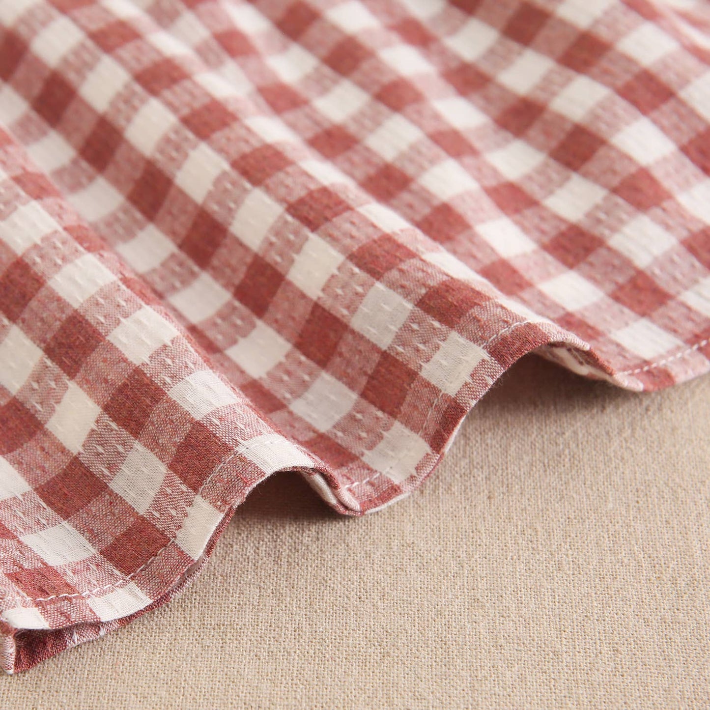 Vestito rosa per bebè a quadretti Vichy con colletto ricamato