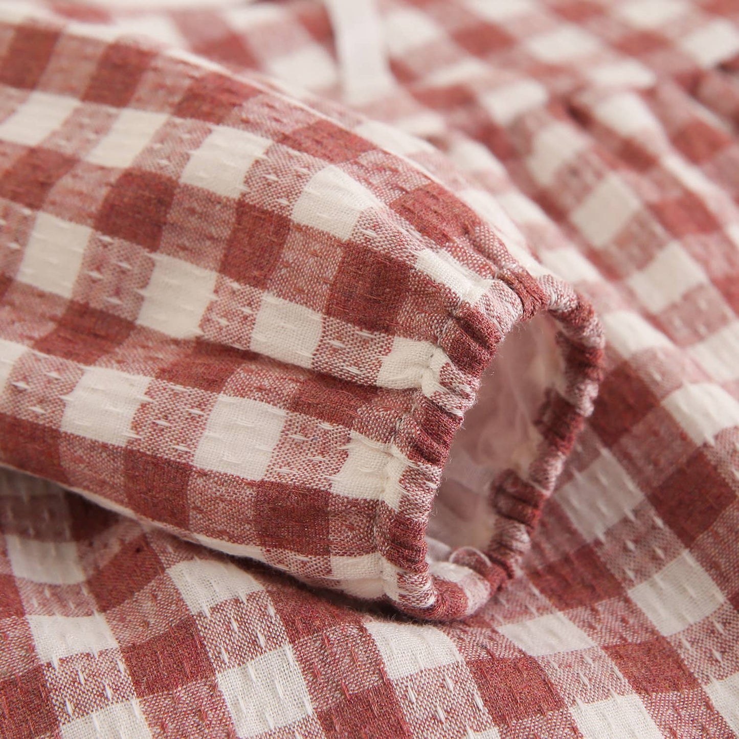 Vestito rosa per bebè a quadretti Vichy con colletto ricamato