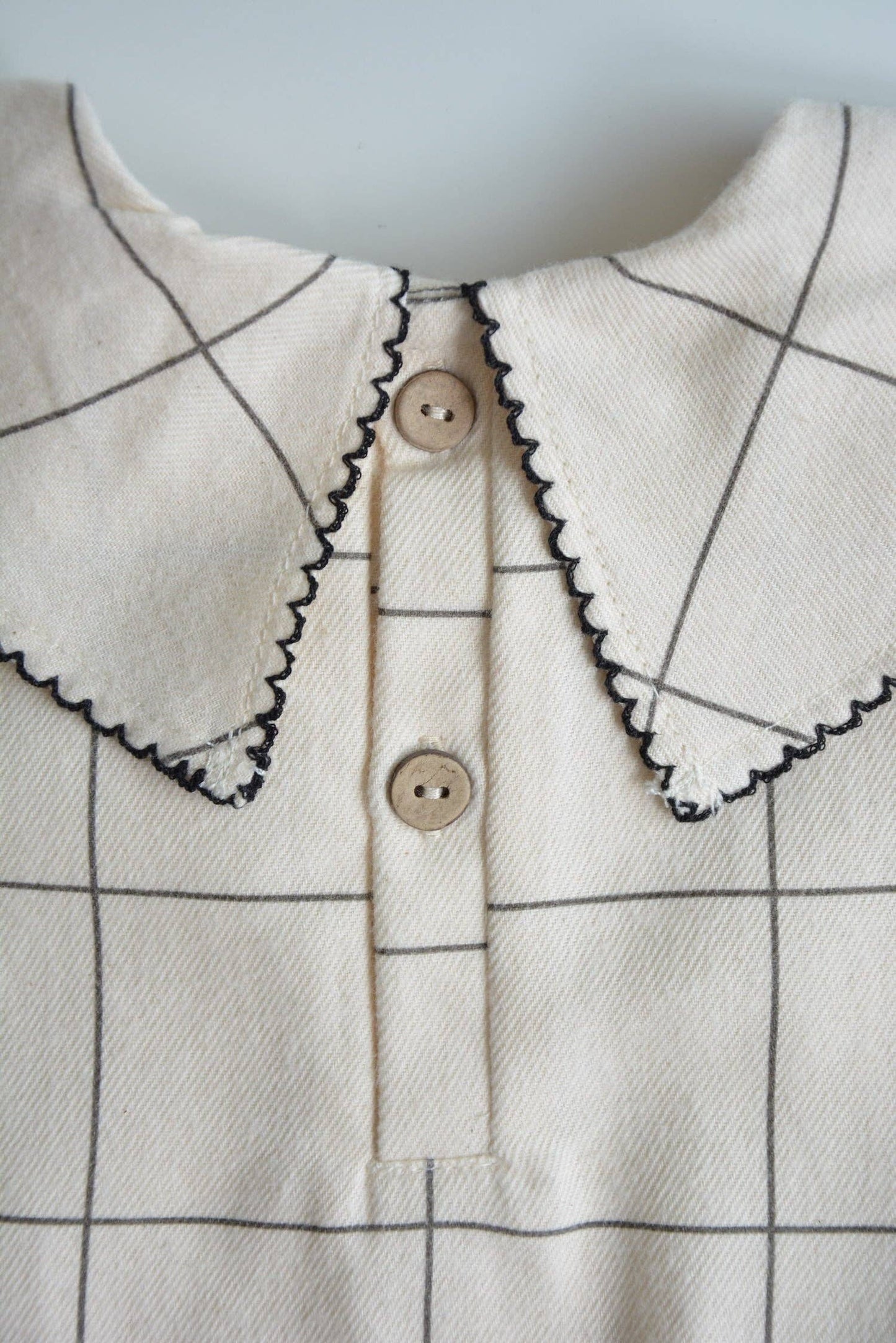 Camicetta per neonata/bambina con motivo a quadri 100% cotone OEKO-TEX panna